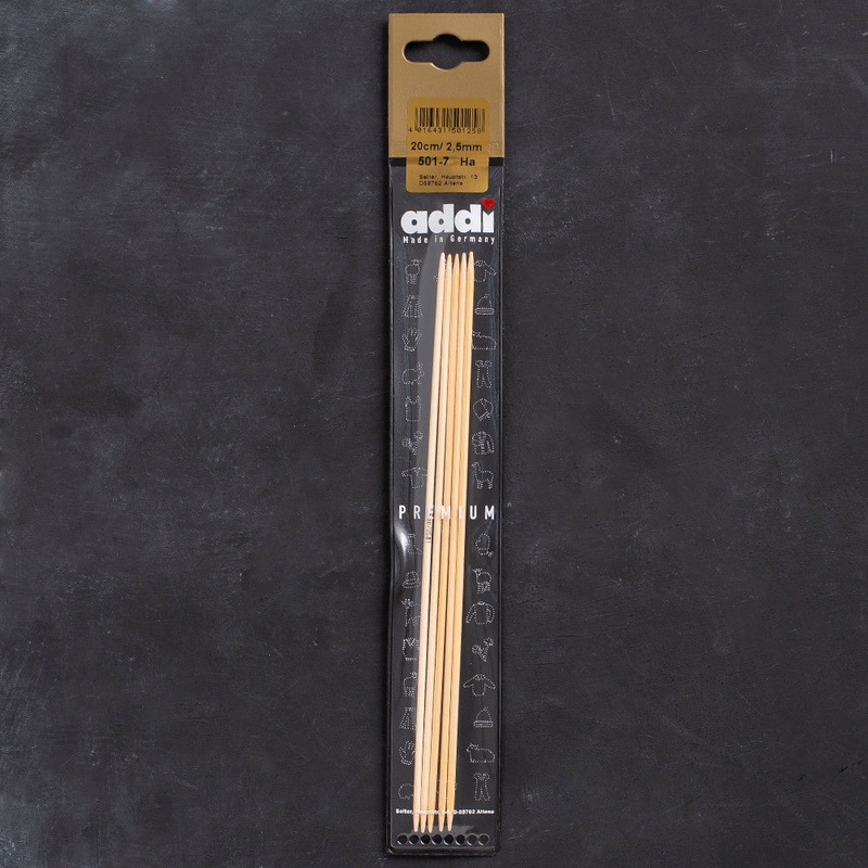 Addi 2.5mm 20cm Bamboo Double-pointed Needles – 501-7/20/2.5