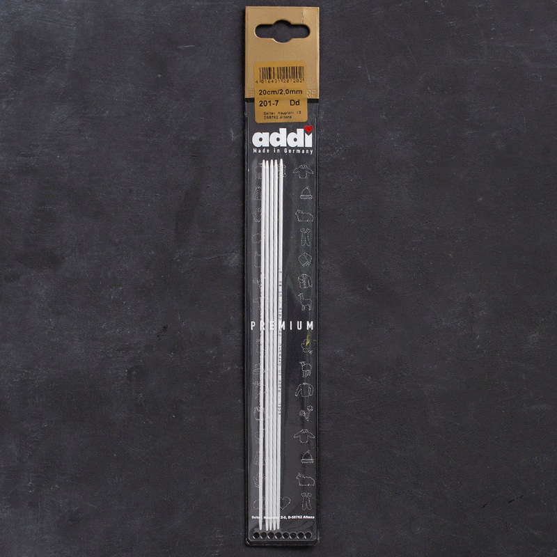Addi 2mm 20cm 5 Pieces Aluminium Double Pointed Needles – 201-7