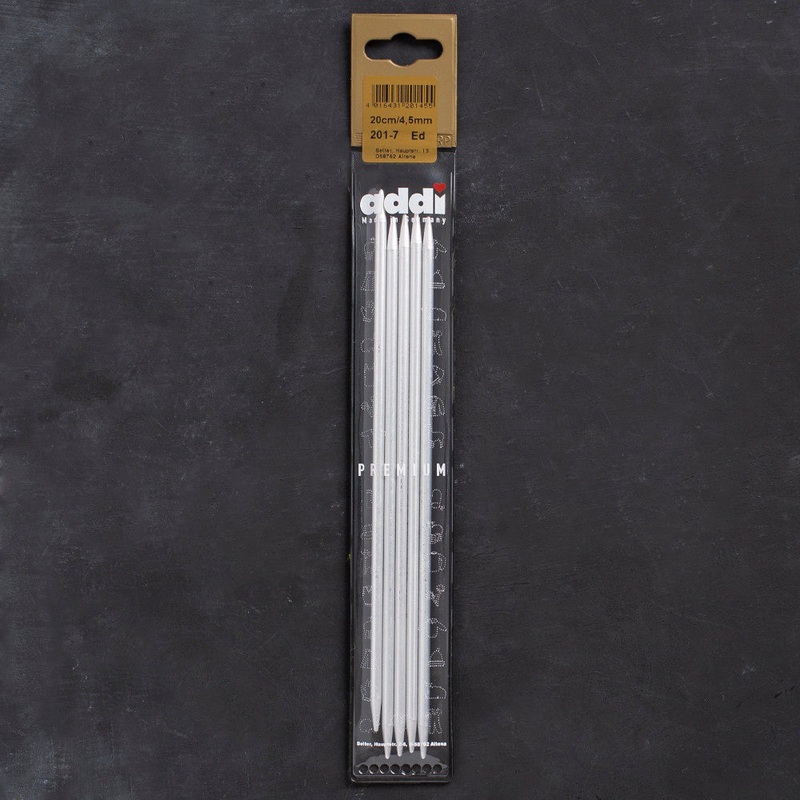 Addi 4.5mm 20cm 5 Pieces Aluminium Double Pointed Needles – 201-7