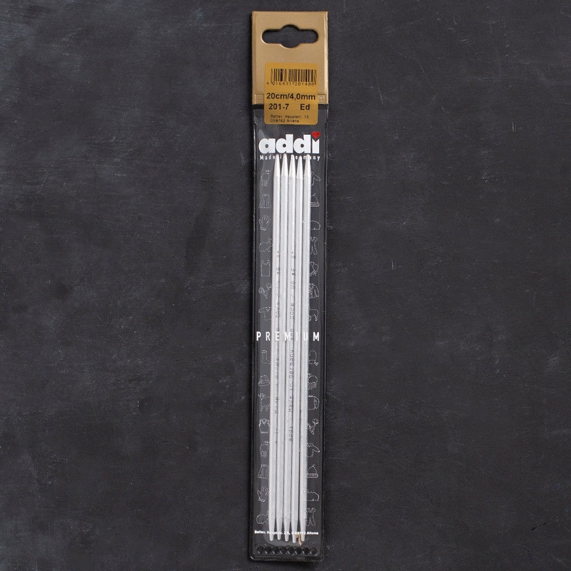 Addi 4mm 20cm 5 Pieces Aluminium Double Pointed Needles – 201-7