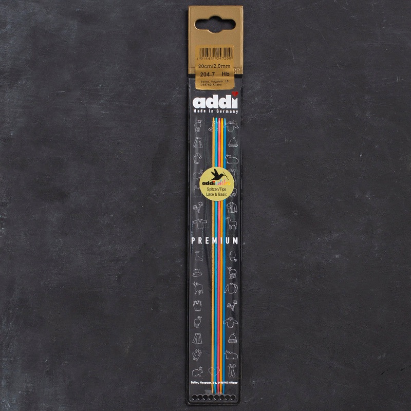 Addi Colibri 2mm 20cm Double Pointed Needle, Assorted Colors – 204-7