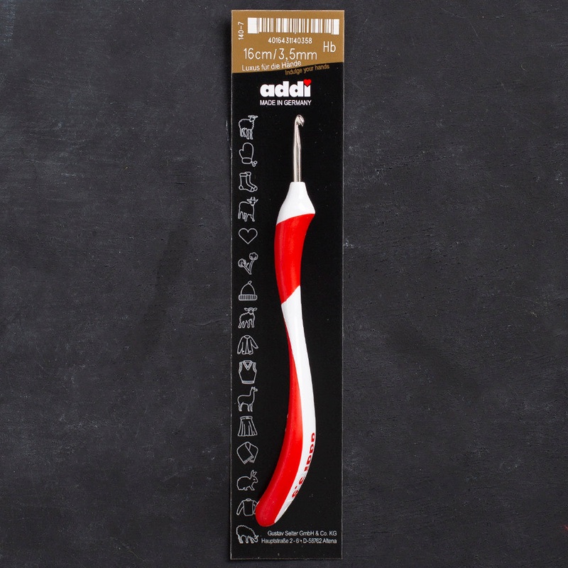 Addi Swing 3.5mm 16cm Ergonomic Crochet Hook, Red – 140-7