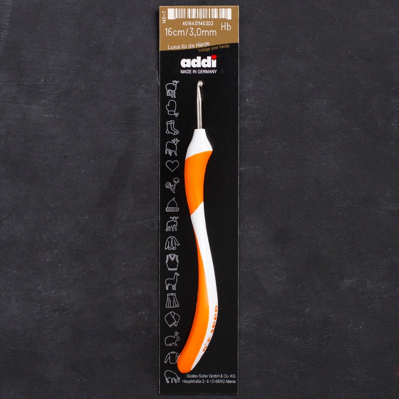 Addi Swing 3mm 16cm Ergonomic Crochet Hook, Orange – 140-7
