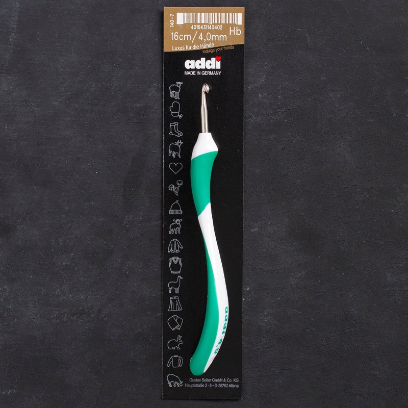 Addi Swing 4mm 16cm Ergonomic Crochet Hook, Green – 140-7