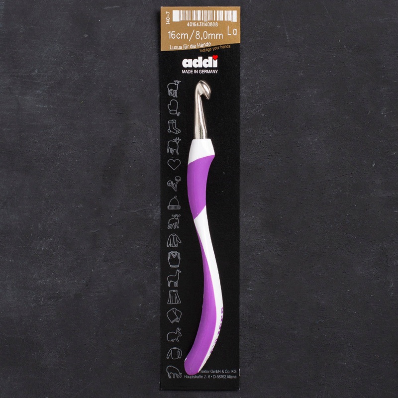 Addi Swing 8mm 16cm Ergonomic Crochet Hook, Purple – 140-7