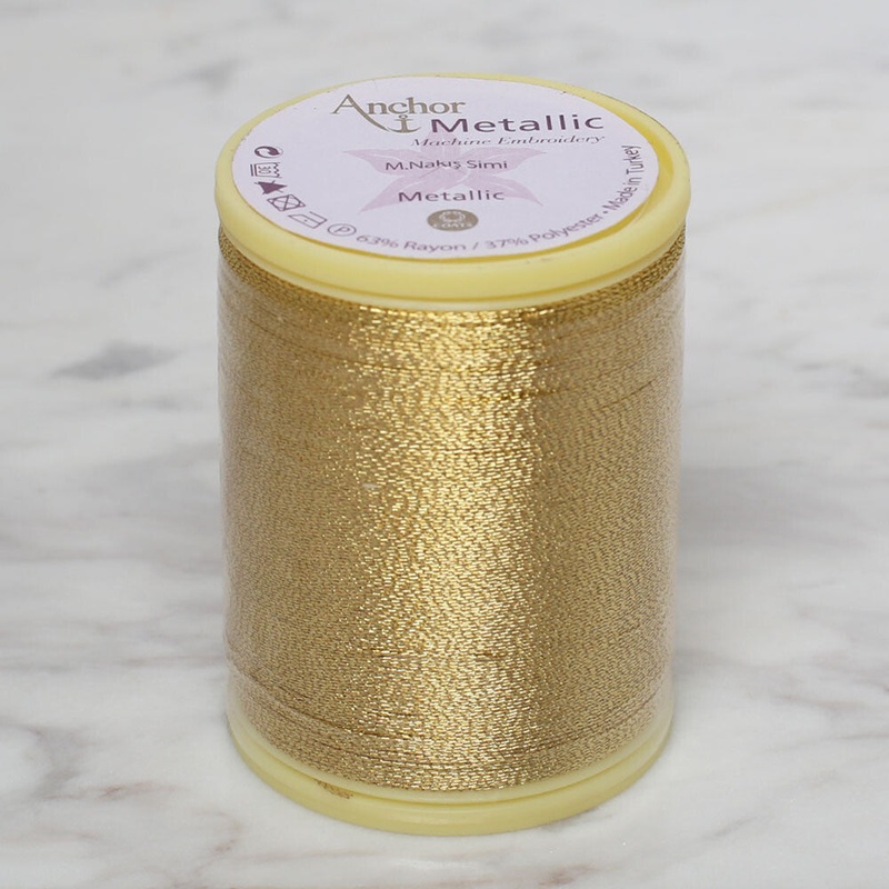 Anchor No:14 25g Metallic Machine Embroidery Thread, Yellow – 4566014 – 0003