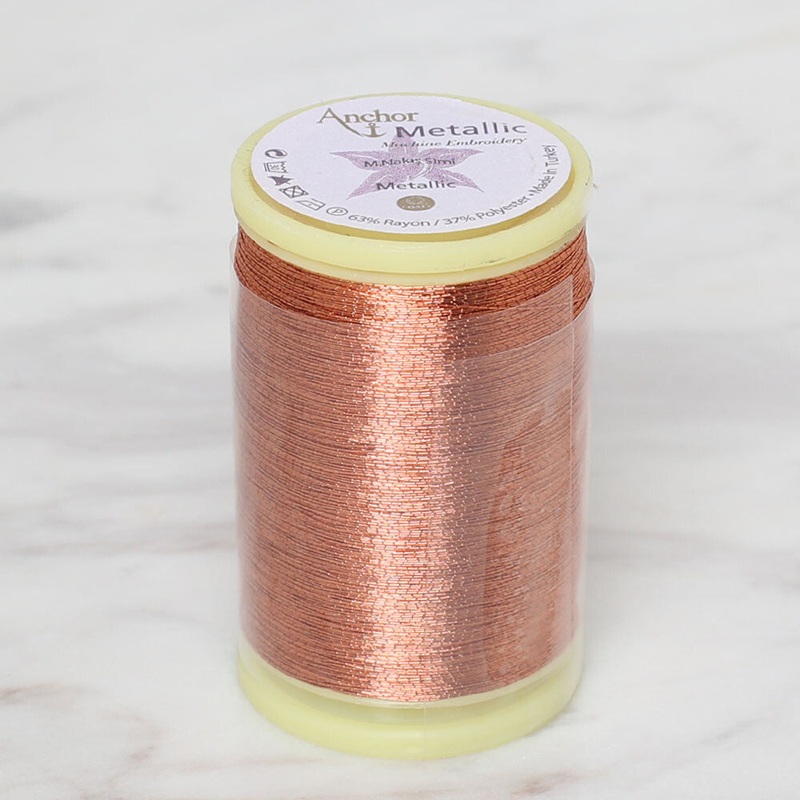 Anchor No:50 10g Metallic Machine Embroidery Thread, Brown –  4565050 – 0007