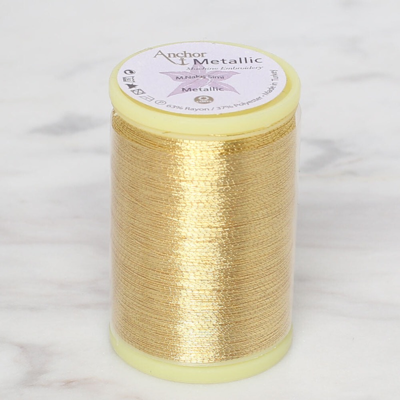 Anchor No:50 10g Metallic Machine Embroidery Thread, Yellow –  4565050 – 0003
