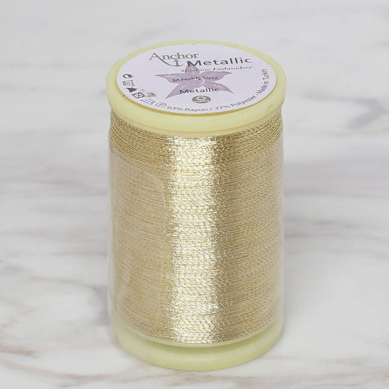Anchor No:50 10g Metallic Machine Embroidery Thread, Yellow –  4565050 – 0004