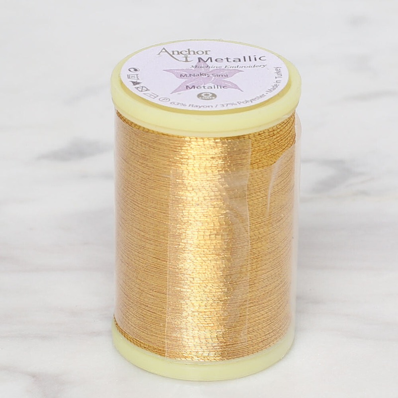 Anchor No:50 10g Metallic Machine Embroidery Thread, Yellow –  4565050 – 0005