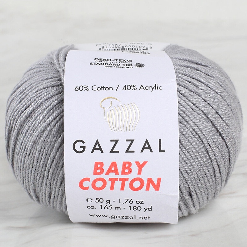 Gazzal Baby Cotton Knitting Yarn, Grey – 3430