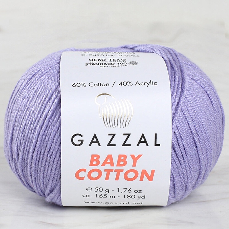 Gazzal Baby Cotton Knitting Yarn, Lilac – 3420