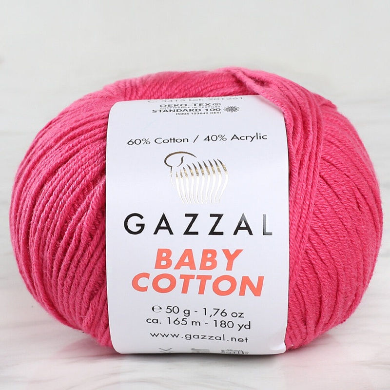 Gazzal Baby Cotton Knitting Yarn, Pink – 3415