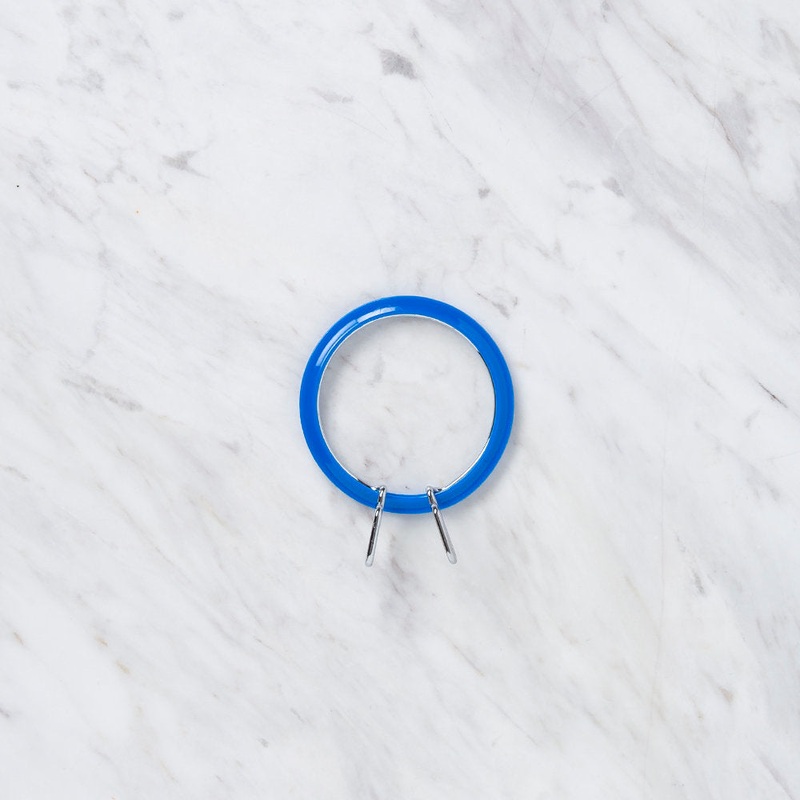 Nurge Metal Spring Tension Ring with Blue Plastic Frame Embroidery Hoop, 58 mm