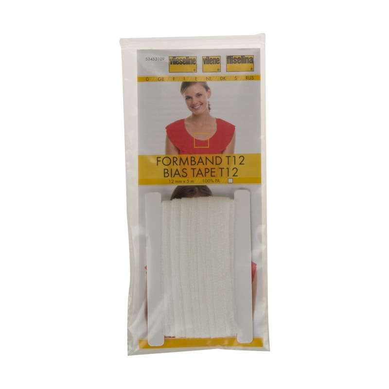 Vliseline 12mm Bias Tape, 5m, White – T12