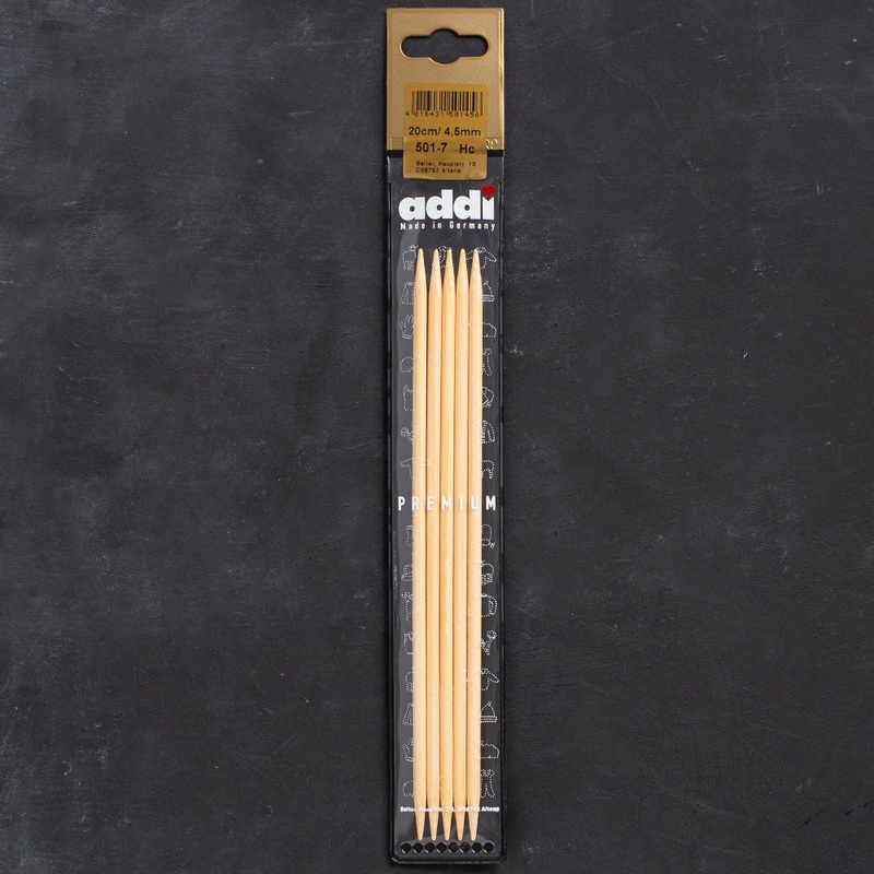 Addi 4.5mm 20cm Bamboo Double-pointed Needles – 501-7/20/4.5
