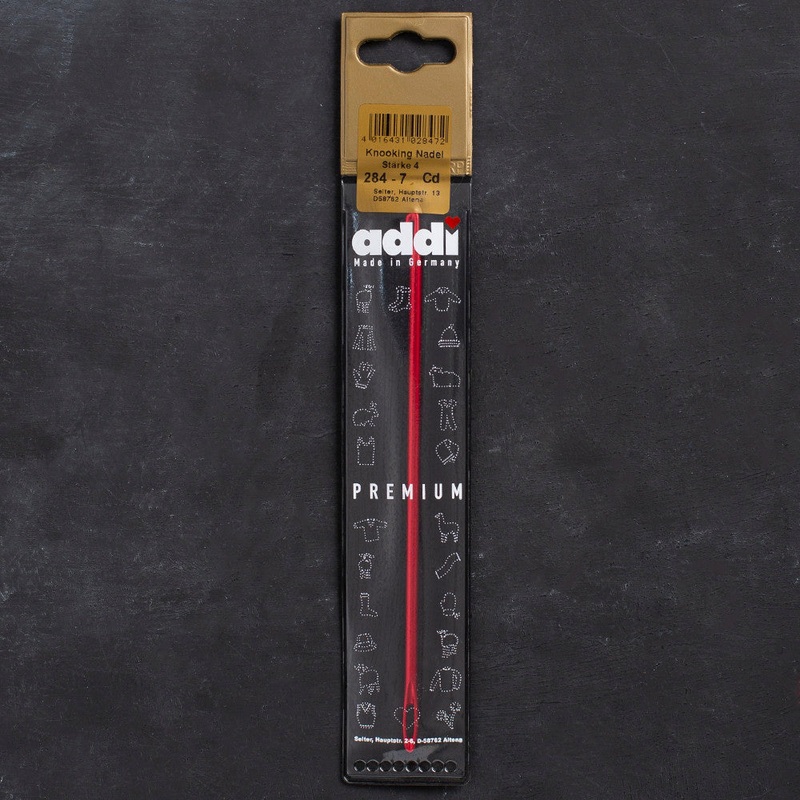 Addi 4mm Knooking Needle, Red – 284-7/00