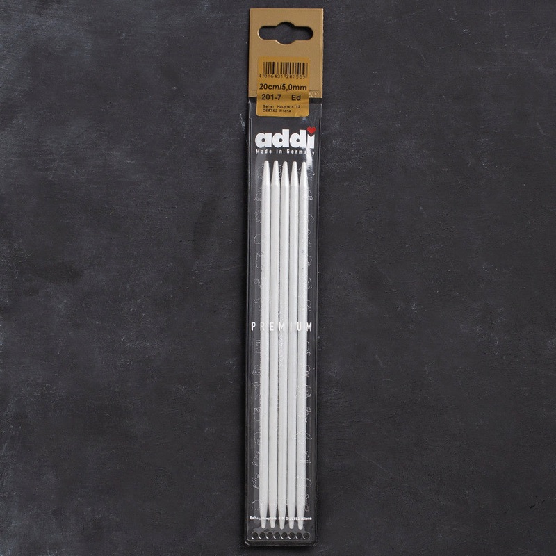 Addi 5mm 20cm 5 Pieces Aluminium Double-pointed Needles – 201-7
