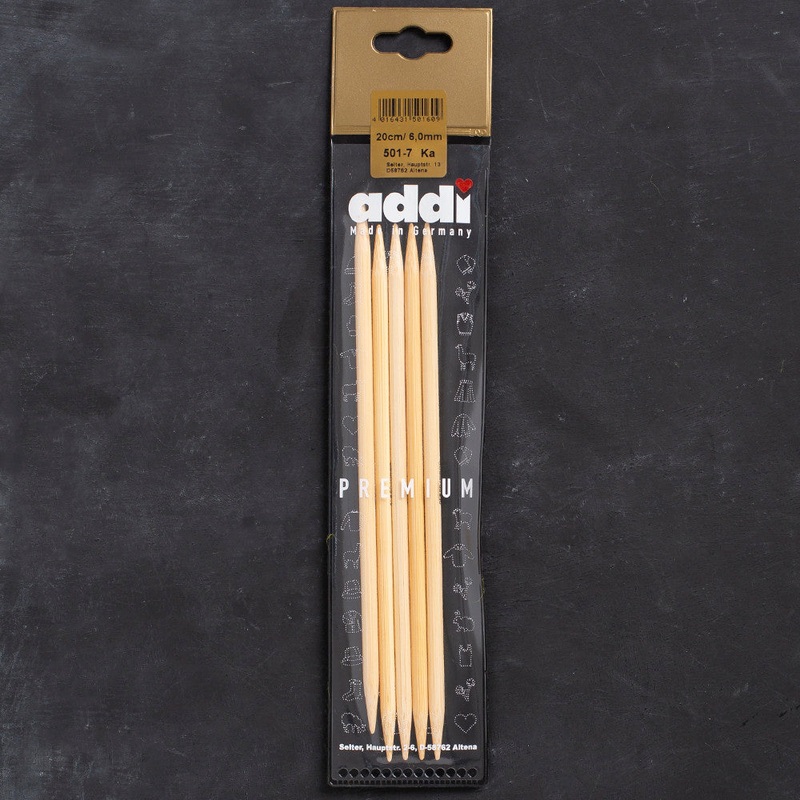 Addi 6mm 20cm Bamboo Double-pointed Needles – 501-7/20/6