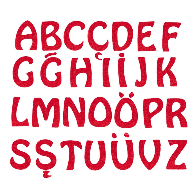 La Mia 29 Pieces Letter Shaped Felt Die Cut, Cyan – M40