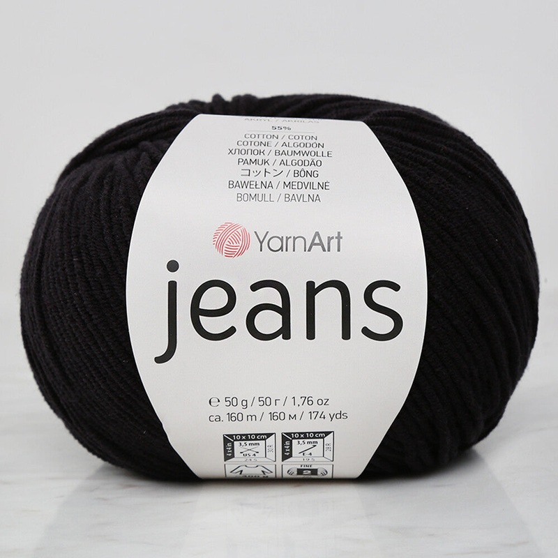 YarnArt Jeans Knitting Yarn, Black – 53