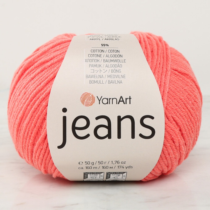 YarnArt Jeans Knitting Yarn, Coral Color – 61