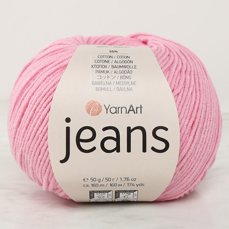 YarnArt Jeans Knitting Yarn, Pink – 36