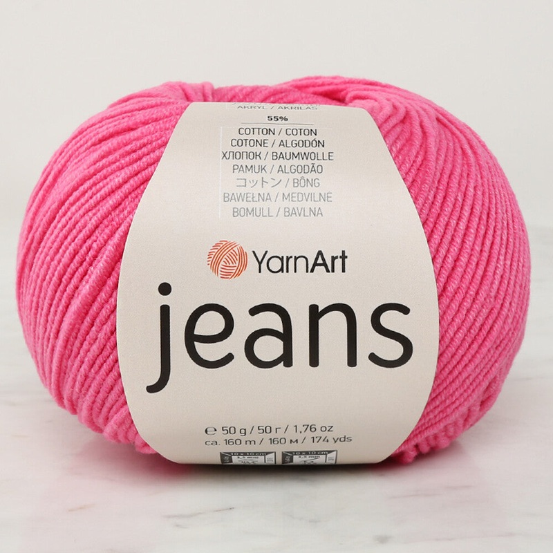 YarnArt Jeans Knitting Yarn, Pink – 42
