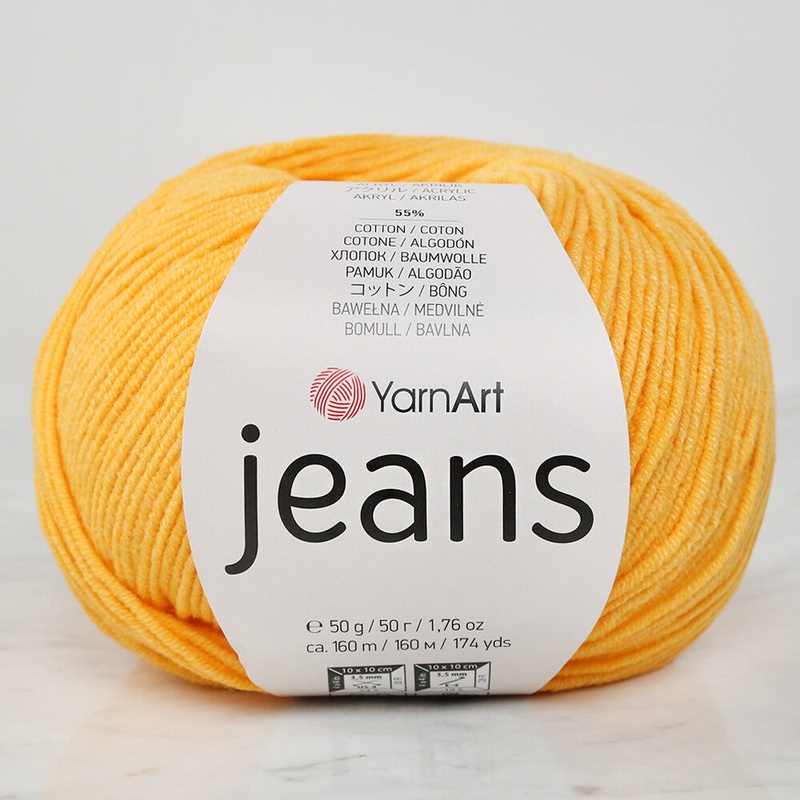 YarnArt Jeans Knitting Yarn, Yellow – 35