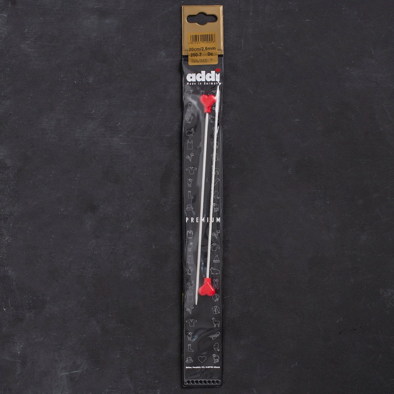 Addi 2.5 mm 20 cm Jacket Knitting Needles, Aluminium – 200-7/20/2.5