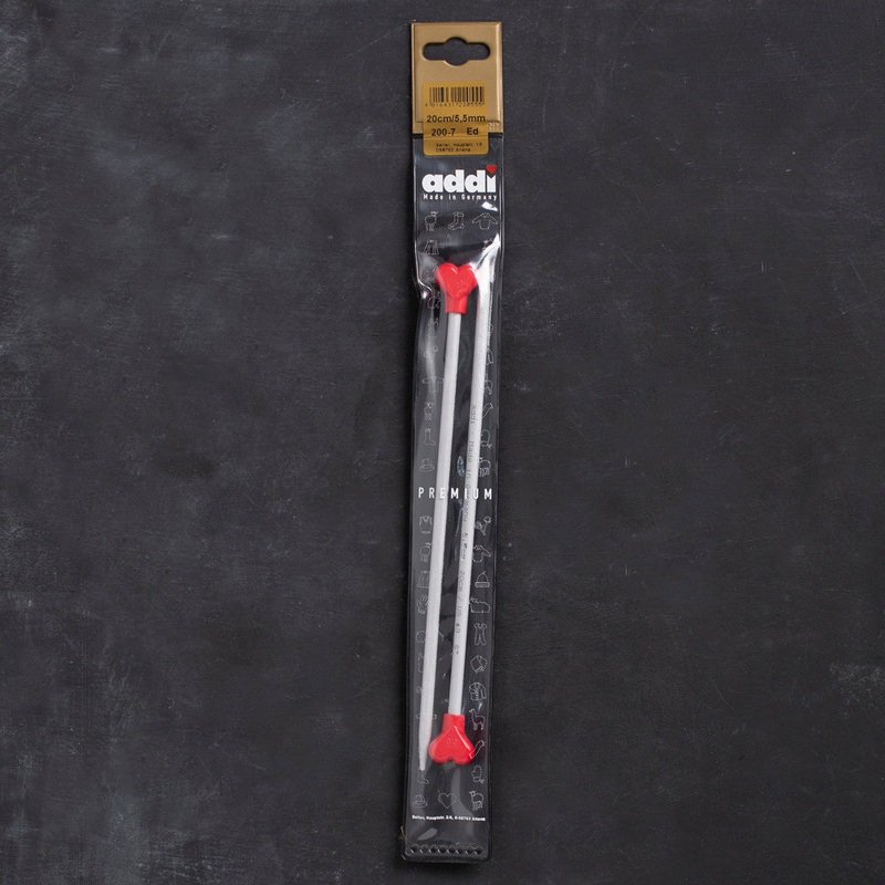 Addi 5.5 mm 20 cm Jacket Knitting Needles, Aluminium – 200-7/20/5.5