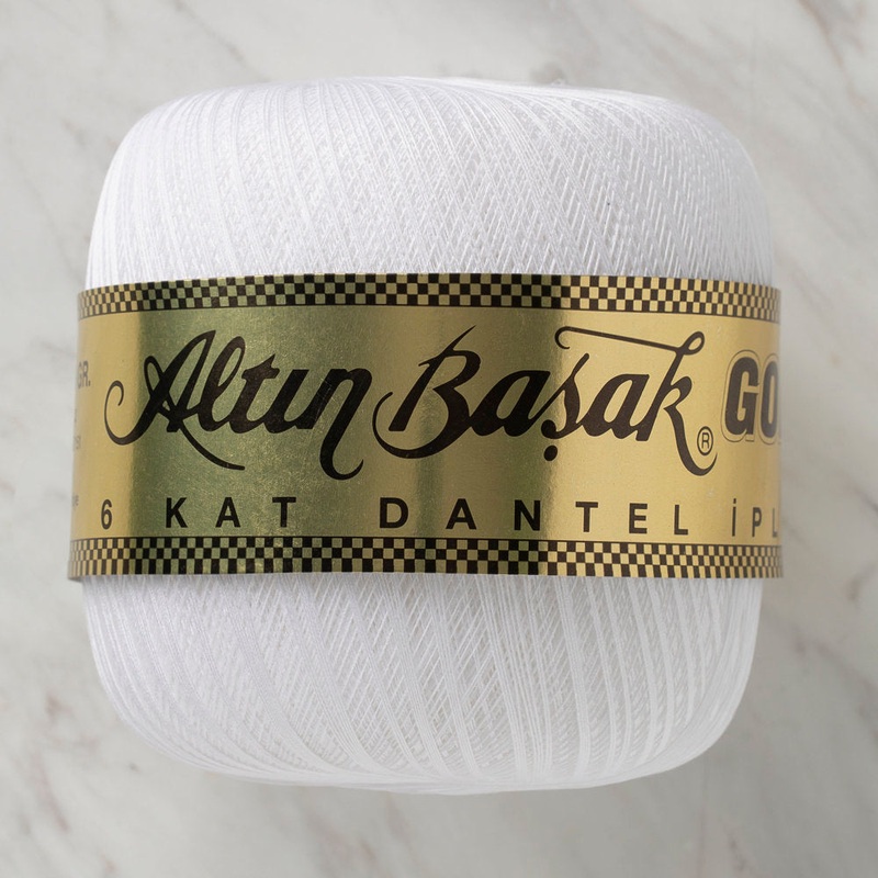 Altnbaak 100Gr 6 Ply Gold Lace Thread 70 No – White