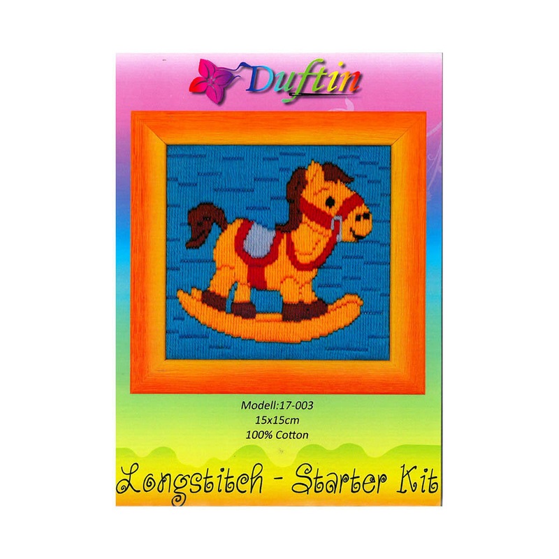 Duftin 15×15 cm Long Stitch Embroidery Kit, Horse – 17003- HU0347