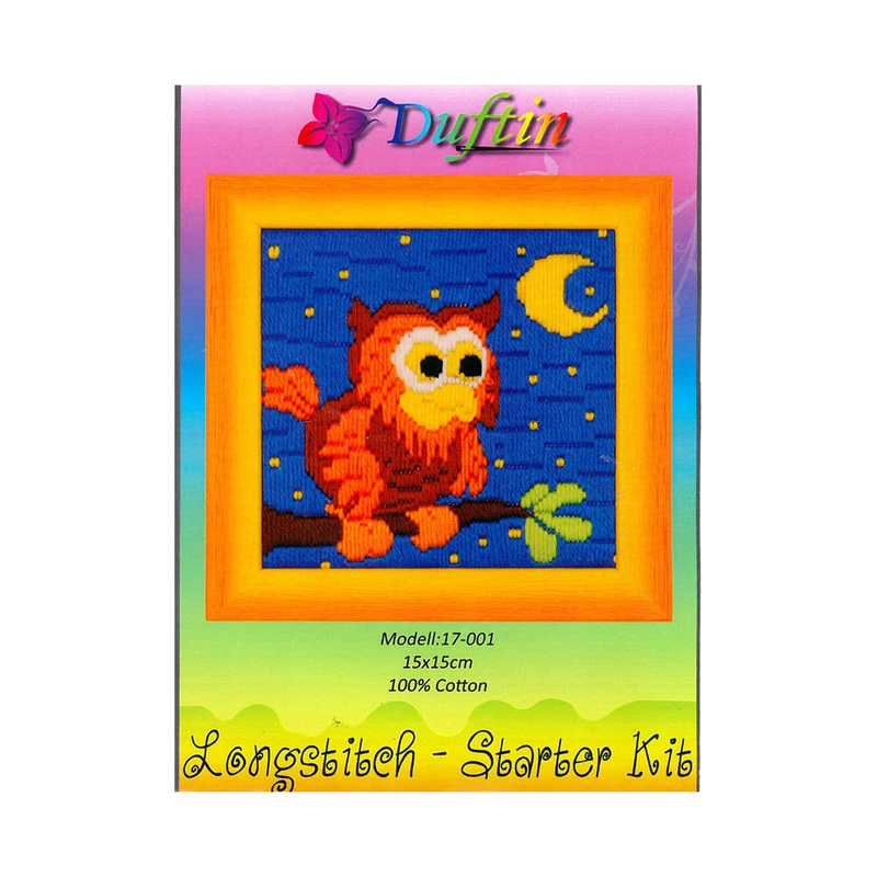 Duftin 15×15 cm Long Stitch Embroidery Kit, Owl – 17001- HU0346