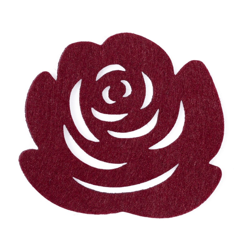 La Mia 10 Pieces Felt Rose Coaster, Claret – M14