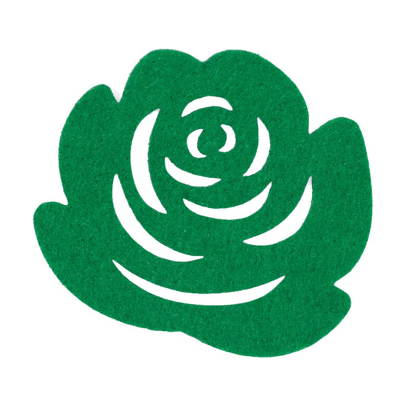 La Mia 10 Pieces Felt Rose Coaster, Yellow Green – M56