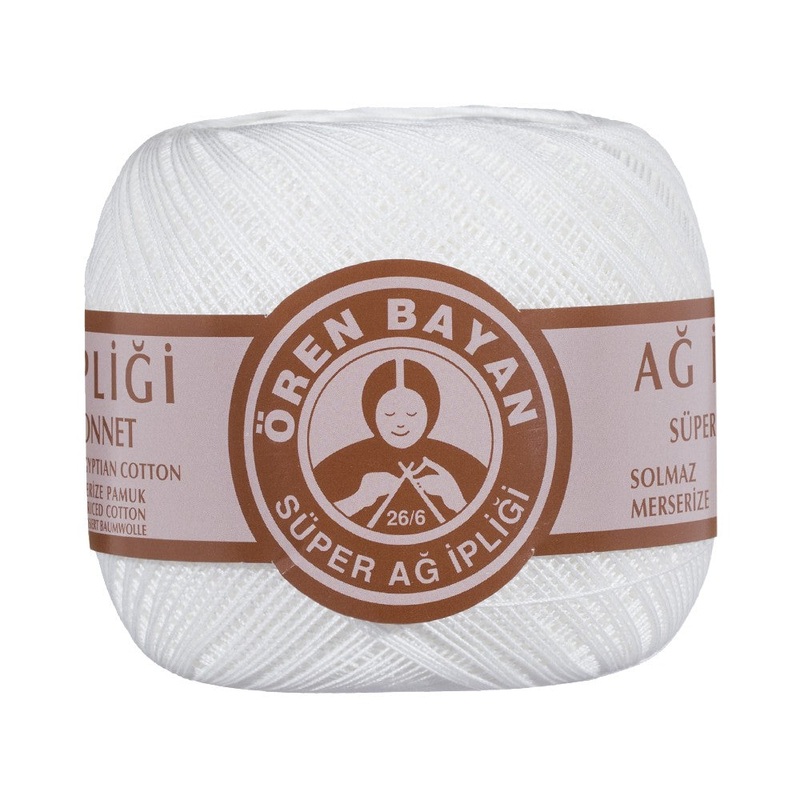 Madame Tricote Paris 100Gr Classic Net Thread Ball  26/6 No – White
