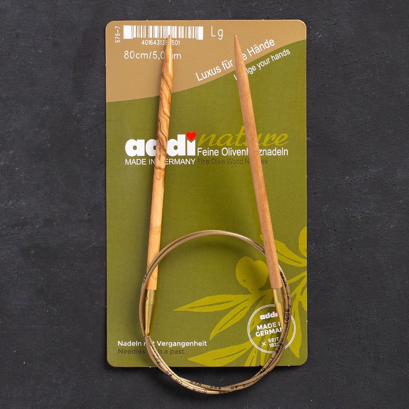 Addi Olive Wood 5mm 80cm Circular Knitting Needles – 575-7