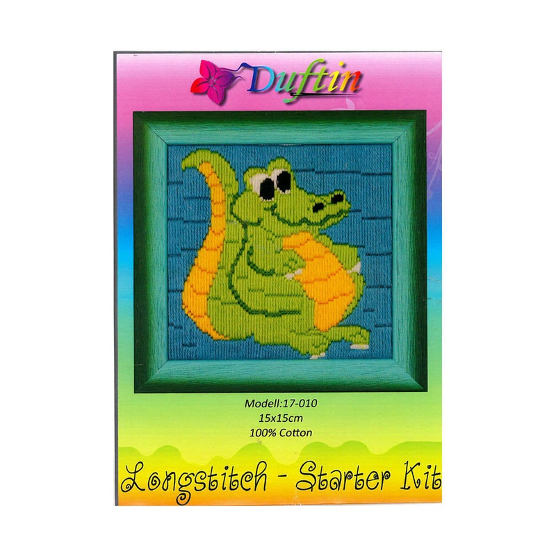 Duftin 15×15 cm Long Stitch Embroidery Kit, Crocodiles – 17010- HU0349