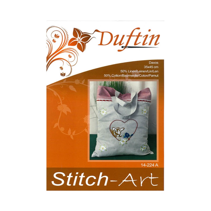 Duftin 35×45 cm Linen Bag Cross Stitch Kit, Cow – 14224A