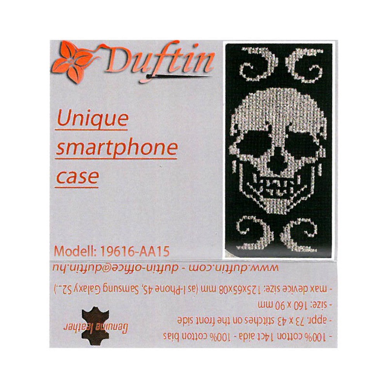 Duftin 9×13 cm Smartphone Case Cross Stitch Kit, Skull – 19616