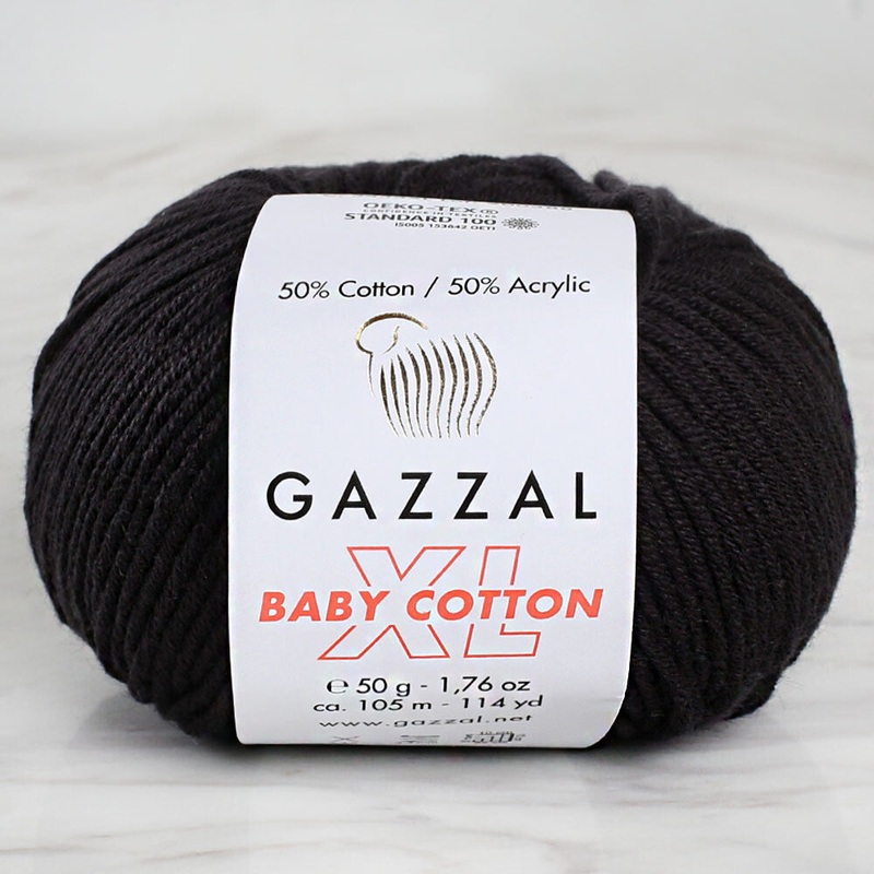 Gazzal Baby Cotton XL Baby Yarn, Black – 3433XL