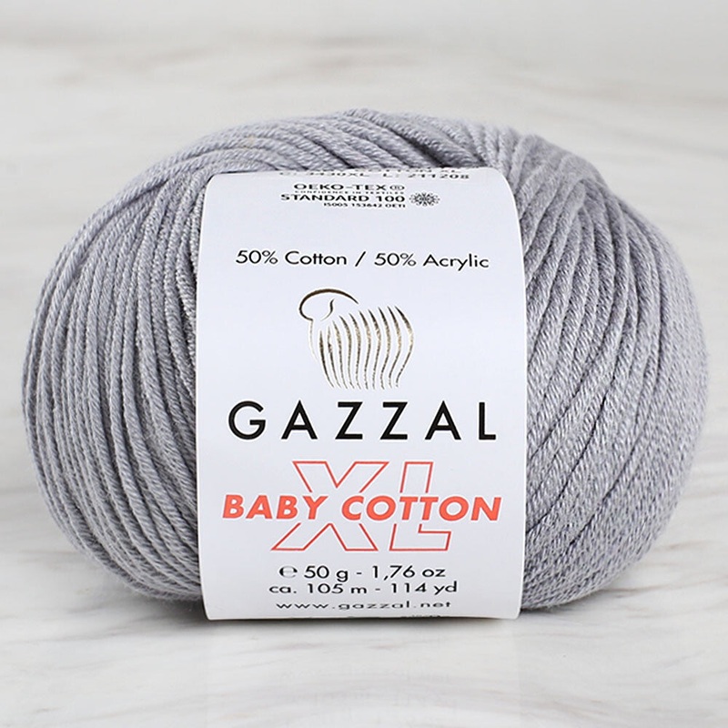 Gazzal Baby Cotton XL Baby Yarn, Grey – 3430XL