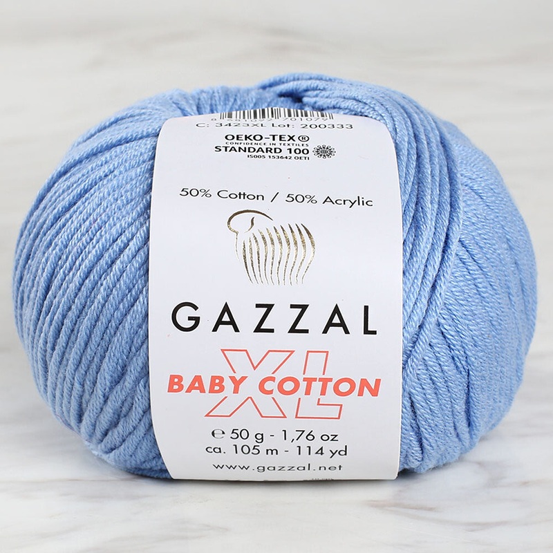 Gazzal Baby Cotton XL Baby Yarn, Light Blue – 3423XL