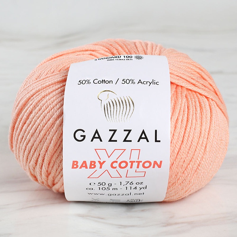 Gazzal Baby Cotton XL Baby Yarn, Pinkish Orange – 3412XL