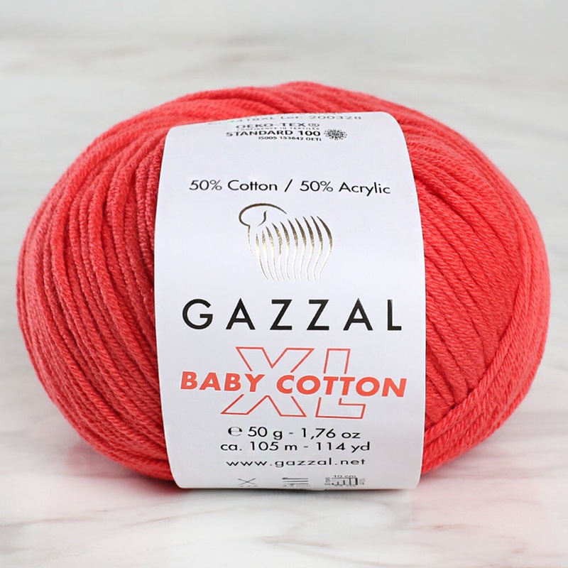Gazzal Baby Cotton XL Baby Yarn, Red – 3418XL