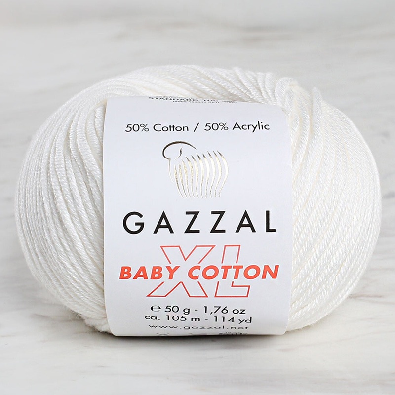 Gazzal Baby Cotton XL Baby Yarn, White – 3410XL