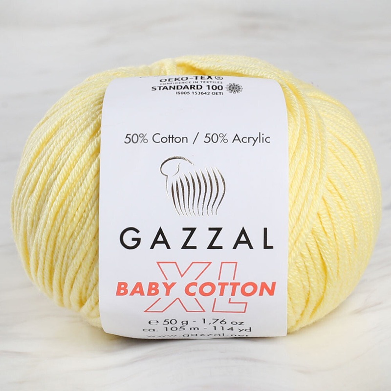 Gazzal Baby Cotton XL Baby Yarn, Yellow – 3413XL
