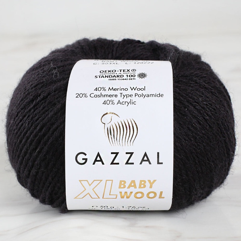 Gazzal Baby Wool XL Baby Yarn, Black – 803XL