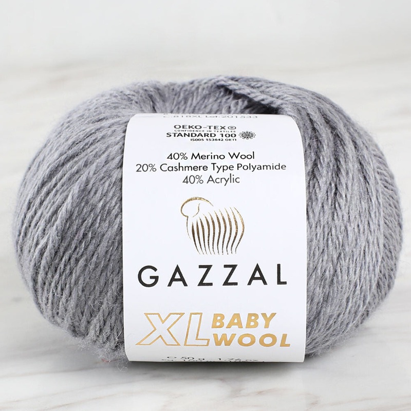 Gazzal Baby Wool XL Baby Yarn, Grey – 818XL